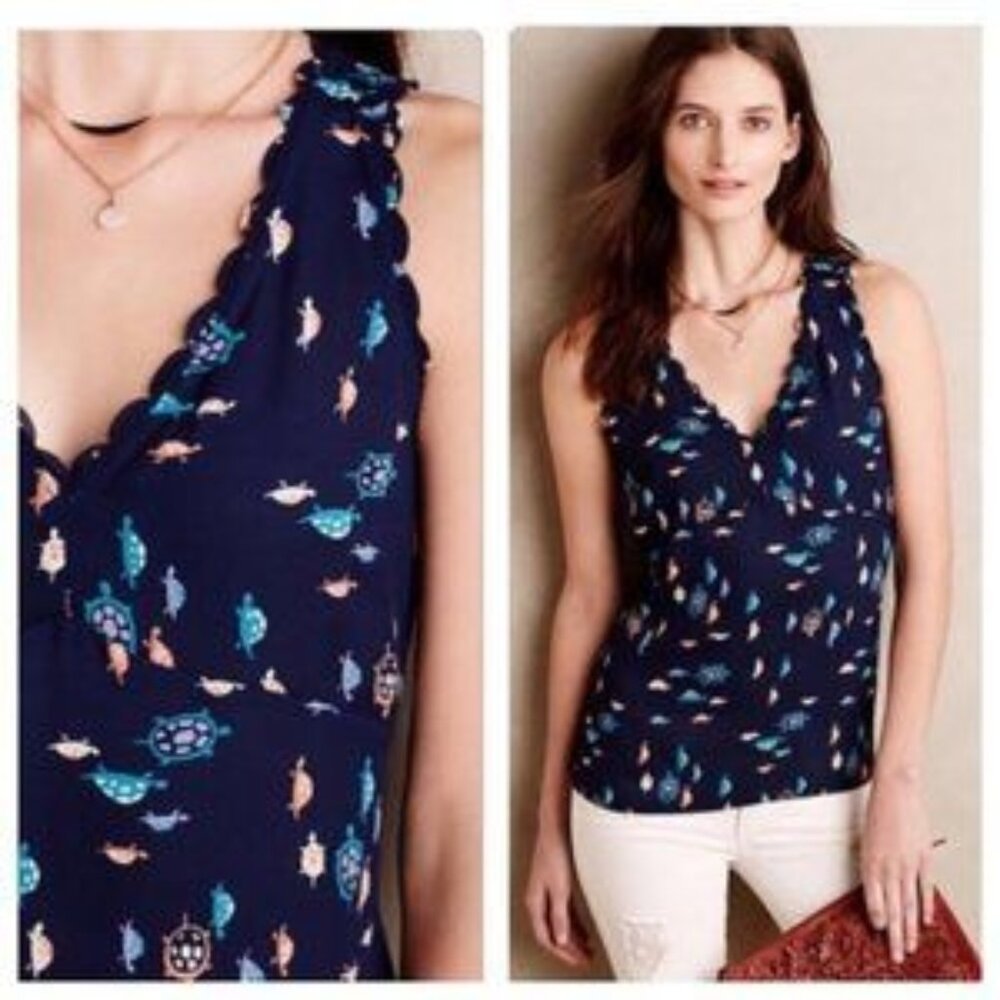 Maeve Turtle Terrapin Print in Navy Blue
